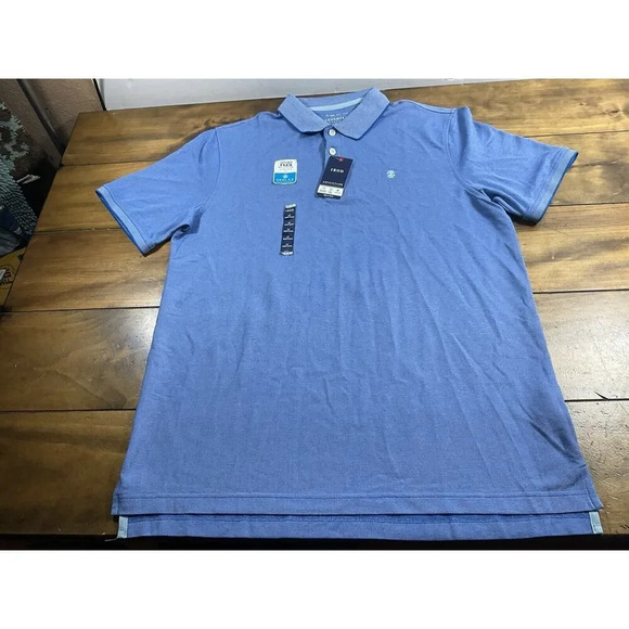 IZOD Advantage Performance Men’s Size Large Tall Blue Polo Shirt Short Sleeve - Picture 1 of 8